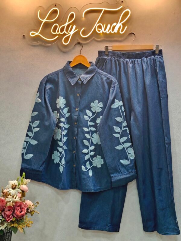 Denim cord set (embroidery)