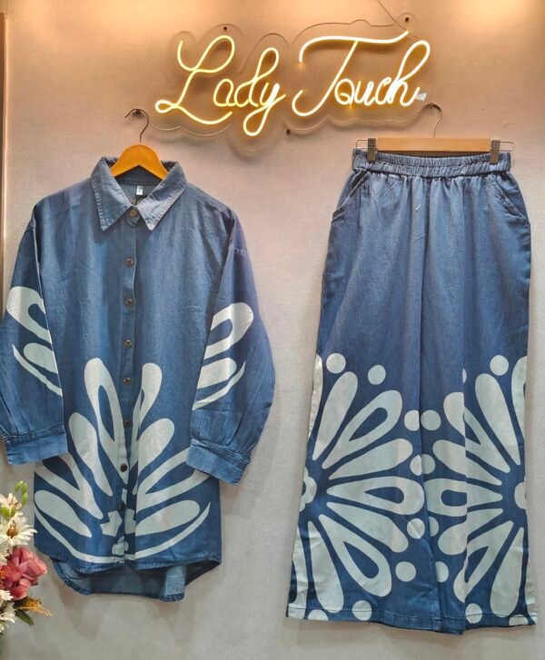 Denim Cord set ( Printed)